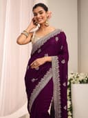 Libas Embellished Silk Blend Saree for Women With Unstitched Blouse Piece | Traditional Saree for Party & Wedding 5