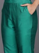Libas Green Solid Silk Blend Straight Kurta With Trousers Dupatta | daily wear suit 5