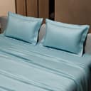 Stoa Paris Satin Bedsheet King Size with 2 Pillow Covers, 300TC Premium Bedsheets King Size, Home Decor, Ultimate Comfort, 274 cm x 228 cm, Date Night - Dreamy Blue 4
