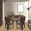 AVRO FURNITURE Plastic Chair with arm, Matt & Gloss Pattern Chair for Home,Living Room,Outdoor, Bedroom |Set of 4| Bearing Capacity Upto 150Kg | Strong & Sturdy,Brown 7756|1 Years Guarantee 2
