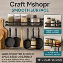 Craft Mshopr Wall Mounted Kitchen Spice Rack Organizer – Black Iron Hanging Spice Shelf with 7 S-Shaped Hooks for Utensils | Space-Saving Spice Holder (16" L x 5.25" W x 2.5" H) (Pack-1) 3