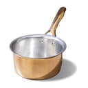 P•TAL Brass Saucepan 1.2L with Insulated Heat-Resistant Handle | 100% Pure Brass Tin Coated Tea Pan | Chemical-Free and Non-Stick (Free 30ml Copper & Brasss Cleaning Solution) 1