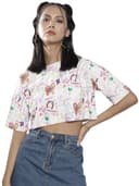 SASSAFRAS White Text Print Boxy Crop Top 1