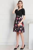 POPWINGS Women Casual Black & White Sleeveless Printed Knee Length Bodycon Dress 3