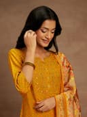 Libas Womens Printed Silk Blend Straight Kurta With Trousers and Dupatta | daily wear suit 5
