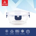 ATTRO Glassox Borosilicate Round Glass Lunch Box with PP Snap Lock Lid Food Storage Container Microwave & Freezer Safe Food-Grade Leak-Proof 400ml Set of 2, White 4