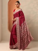 Libas Printed Satin Saree for Women With Unstitched Blouse Piece | Traditional Saree for Festive & Wedding 3