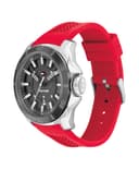 Tommy Hilfiger Men's Red Stainless Steel & Silicone Strap Black Dial Analog Watch 1