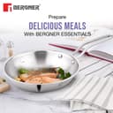 Bergner BE Essentials TriPly 4 Pcs Stainless Steel Cookware Set - 24cm (3.1L) Kadai, 24cm (1.5L) Frypan, Common Flat Glass Lid, 26cm Non-Stick Roti Tawa, Less Oil Use - Induction and Gas Stove Ready 5