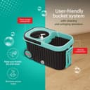 Spotzero By Milton Eelite Spin Mop I 2-in-1 Mop Bucket for Cleaning & Drying I 360° Spin Mechanism I High Absorbent Microfiber Refills I Big Wheels & Drag Handle for Easy Movement I Black 3
