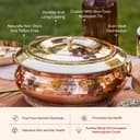 P•TAL Copper Hammered Lagaan 4L | Tin Coated with Brass Lid | 100% Pure Copper Degchi for Cooking Biryani Handi Ptal Brass Utensils for Kitchen 2