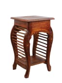 Wooden Stool Natural Wood Antique Look Side Table with Drawer for Living Room Brown 14 x 14 x 21 inch 4
