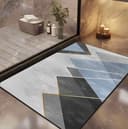 Yellow Weaves Synthetic Rubber 1 Pc Anti Slip Water Soaking Floor Mat,Water Absorbent Non Slip Bath Mat,Quick Dry Mat for Bathroom,Door Mat for Home,Kitchen,Office,Kitchen - Geometric Blue,Rectangular 1