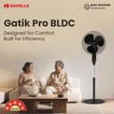 Havells Gatik Pro 400mm BLDC Pedestal Fan| 120 Ribs Guard for Safety| Smooth Oscillation| Heavy Base| ISI Marked | 2 Year Warranty | Black 2