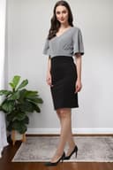 POPWINGS Women Casual Black & White Sleeveless Printed Knee Length Bodycon Dress 3