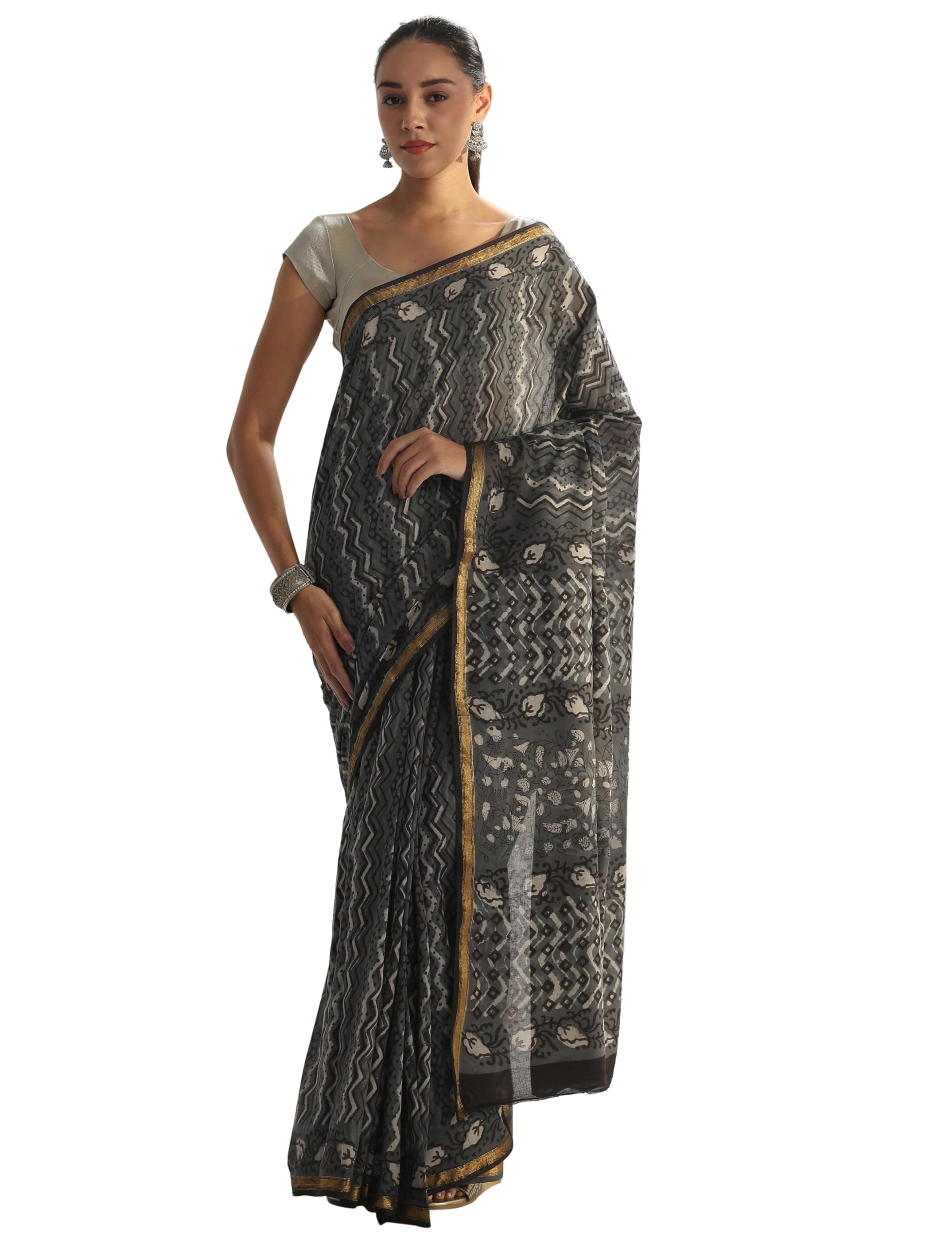 Libas Printed Cotton Saree for Women With Unstitched Blouse Piece | Daily & Casual Wear