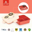 ATTRO Festive Super Cat Lunch Box 2 Layer Plastic Lunch Box Comes with 1 Detachable Tray, 1 Small Container & 1 Spoon Ideal for Kids BPA Free 1590ml+70ml- Cream Red 4