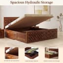 WOODLAB Furniture Solid Sheesham Wood Niwar Queen Size Bed with Hydraulic Storage Wooden Double Bed Furniture Palang for Bedroom Living Room Home (Honey Finish) 4
