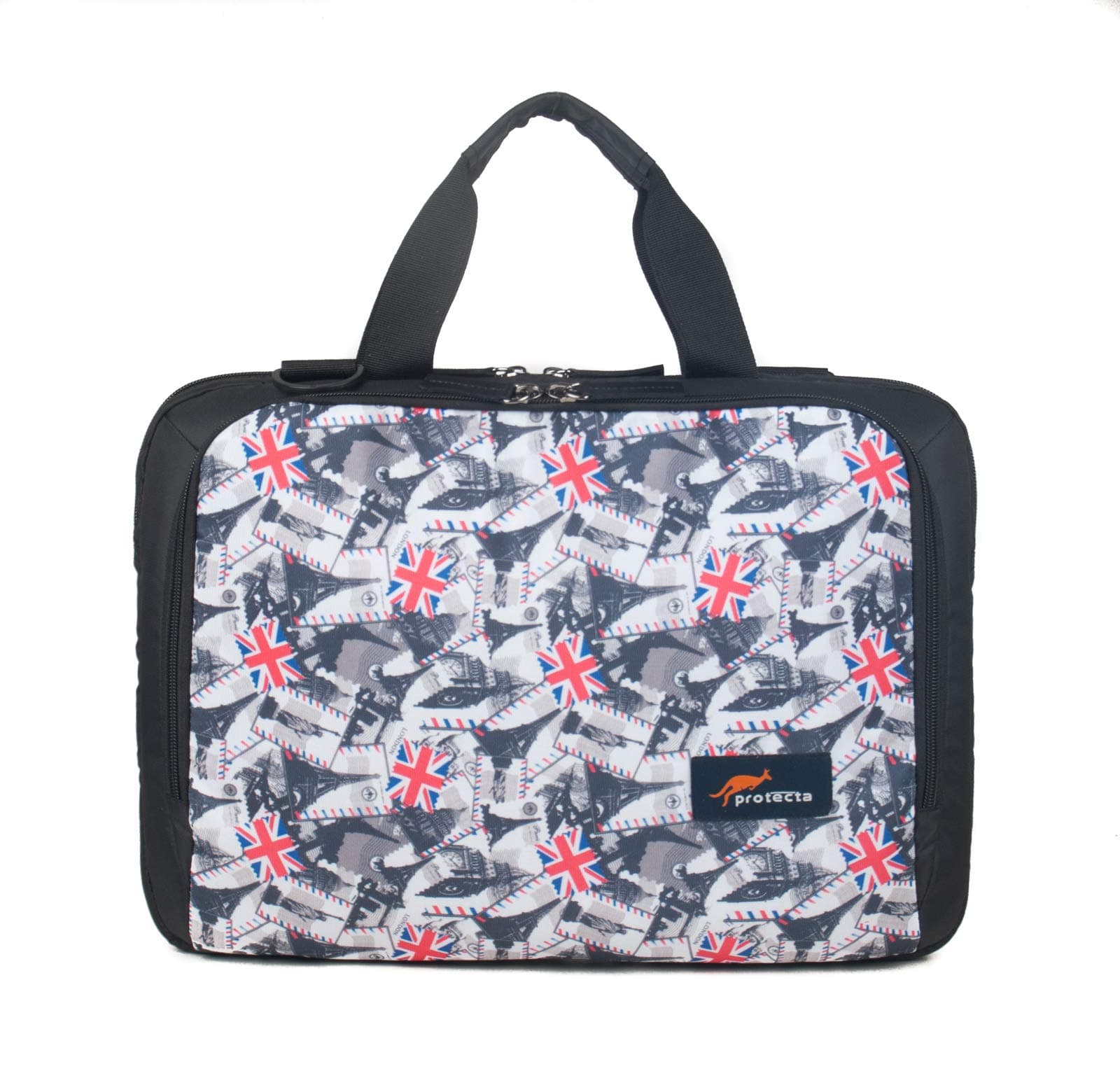 Protecta The Professional Office Laptop Bag Briefcase For Women & Men Fits Laptops With Screen Size Up to 11.6 Inch & Tablets - Ideal For Office & Work - Black & Euro Travel Print