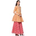 BIBA Women Cotton Flared Kurta Garara Suit Set 3