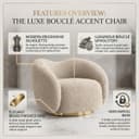 Kingsman Furnitures Brok Swivel Luxury Accent Arm Chair 360 Degree Rotatable Sofa for Home | Bedroom, Living & Drawing Room | Ultra Soft and Comfortable for Lounge (Canaberra Boucle, Non-Swivel) 3