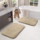LUXE HOME INTERNATIONAL Microfiber Rectangular Home Bath Mat Super Soft Non Slip Vegas Mats for Bathroom, Kitchen, Bedroom, and Door (40X60 Cm, Beige) Pack of 2 1