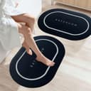 SITTELLA® 2 Pieces (3.5mm) Anti-Skid Water Soaking Oval Bathroom Print Rubber Mat, Water Absorbent Mat (40X60Cm) Black 1