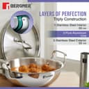 Bergner TriPro 5 Pcs Triply Stainless Steel Cookware Set - 24cm (3L) Kadai with Lid, 20cm (3.4L) Casserole/Biryani Pot with Lid, 22cm (1.5L) Frypan, Less Oil Use, Healthy Cooking - Induction Bottom 4