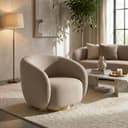 Kingsman Furnitures Brok Swivel Luxury Accent Arm Chair 360 Degree Rotatable Sofa for Home | Bedroom, Living & Drawing Room | Ultra Soft and Comfortable for Lounge (Avalon Sand, Non-Swivel) 1