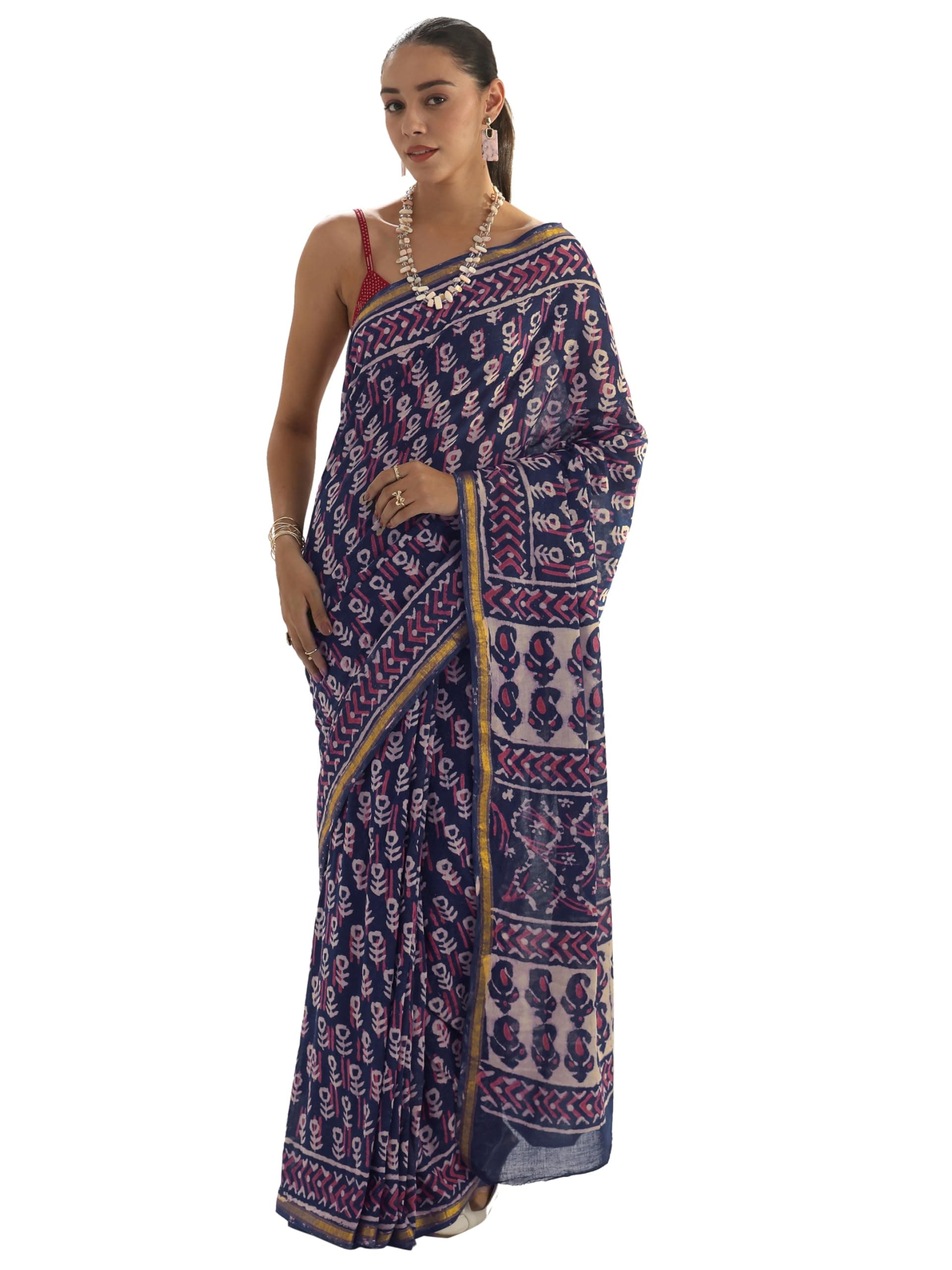 Libas Printed Cotton Saree for Women With Unstitched Blouse Piece | Daily & Casual Wear