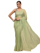 Libas Solid Net Saree for Women With Unstitched Blouse Piece | Traditional Saree for Party & Wedding 1