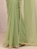 Libas Solid Net Saree for Women With Unstitched Blouse Piece | Traditional Saree for Party & Wedding 5
