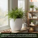 Bonkaso 8 Inch Jaguar Planter for Indoor & Outdoor Use | Round Heavy Duty Polymer Flower Pot | Lightweight Weather Resistant Modern Gamla for Living Room Balcony & Terrace (White) 5