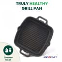 Add2Cart Black, 100% Pure & Toxin-Free, No Chemical Coating, Medium, 26.3 cm/10.5 inch, 1.8Ltr, 3kg Pre-Seasoned Cast Iron Grill Pan with Double Handle that is Induction Friendly 2