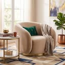 Kingsman Furnitures Brok Swivel Luxury Accent Arm Chair 360 Degree Rotatable Sofa for Home | Bedroom, Living & Drawing Room | Ultra Soft and Comfortable for Lounge (Beige Velvet, Non-Swivel) 1