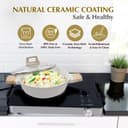 SOLARA Belmont Ceramic Non Stick Kadai With Lid for Cooking, 2.2 Litre/24Cm Non Stick Kadhai, Cast Aluminium Body casserole, Stew Pot, Biriyani Bowl, Gas & Induction Compatible, Ivory 2
