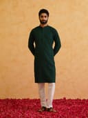 SOJANYA (Since 1958 Men's Cotton Sequinned Embroidered Mustard Long Kurta 4