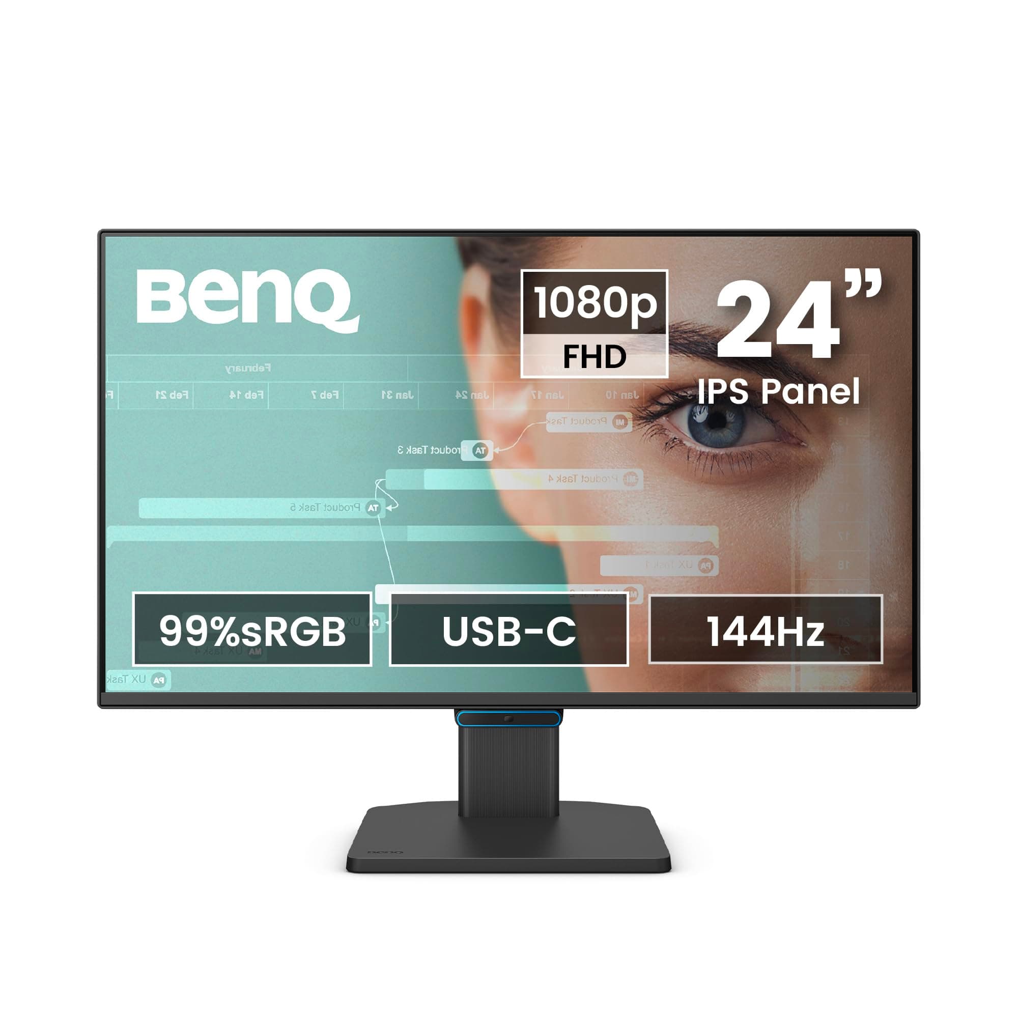 BenQ GW2490C 24" (60.45cm) IPS 144Hz FHD Eye-Care Monitor |99% sRGB|USB-C|1500:1 Contrast|2Wx2 Speakers|Ultrathin Bezel| HDMI | DP| Flicker Free | AMD FreeSync| TÜV Rheinland 4-Star Eye Comfort(Black)