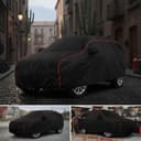 Sulfar 100% Water Resistant Car Body Cover Compatible with Mirror for BMW 2 Series Gran Coupe (Triple Stitched, Full Bottom Elastic, Black with Red Piping) 5