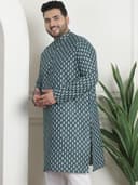 SOJANYA Plus(Since 1958) Men's Cotton Relaxed Fit Straight Radiant Elegance Sequinned Kurta for Navratri, Garba & Puja 3