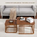 Square Nesting Table Set of 2 – Marble MDF Top Coffee & Side Tables with Iron Frame for Living Room, Bedroom & Home Décor (Gold & Brown, L-51x48 cm, S-41x41 cm) 3
