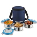 Signoraware Meal Mate Stainless Steel Big Lunch Box with Bag (450mlx3, Red) 5
