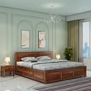 WOODLAB Solid Sheesham Wood King Size Bed with Box Storage | Wooden Double Bed Cot for Bedroom | Heavy Duty Palang Bed Furniture | Modern Honey Finish 1