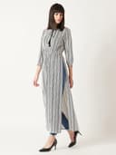 Miss Chase Women's Polyester Striped Relaxed Fit Waist Elasticated Top 4