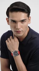 Tommy Hilfiger Men's Red Stainless Steel & Silicone Strap Black Dial Analog Watch 2
