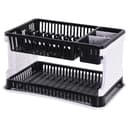 Kuber Industries Plastic 2 Tier Dish Drainer Rack | Kitchen Vessels Storage Rack | Bartan Stand | Drainer Drying Rack Washing Basket with Tray | Kitchen Utensils Organizer | Black & White, 47 x 29 x 28 cm 2