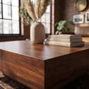Solid Sheesham Wood Center Table for Living Room | Modern 4-Block Square Coffee Table with Base | Wooden Tea Table for Home & Office | Walnut Finish, (29 x 29 x 16 Inches) 2
