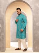 SOJANYA Plus (Since 1958) Men's Cotton Blend Sanganeri Printed Long Kurta 2