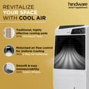 Hindware Smart Appliances Calisto 105L | Desert Air Cooler with Woodwool Pads, Inverter Compatible, Castor wheels and motorized air flow control & High Air Delivery (White & Black) 4