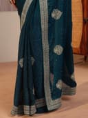 Libas Embellished Tissue Saree for Women With Unstitched Blouse Piece | Traditional Saree for Party & Wedding 4